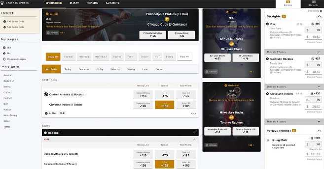 Screenshot of Caesars Sportsbook